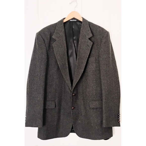 Robert Stock Other - Vintage Robert Stock Blazer Mens 44L Brown Herringbone 100% Wool Sport Coat